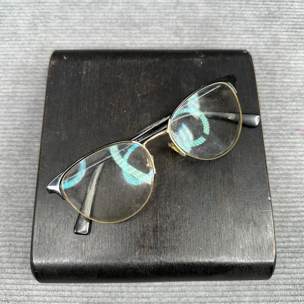 Versace Mod 1247 1252 Black Gold Greek Key Cat Eye Y2K Eyeglass Frames 52-17-140